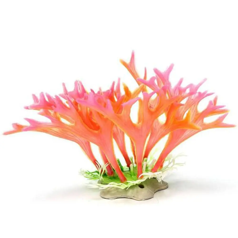1PCS Pink Популярные 10 шт./компл. искусственные водные растения аквариумных Пластик украшение Зеленый Фиолетовый водяной траве просмотра украшения - Цвет: 1PCS Pink