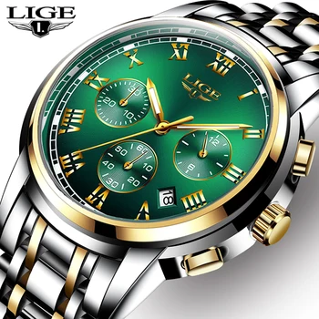 

Relogio Masculino LIGE Men Watches Top Luxury Brand Full Steel Waterproof Sport Quartz Watch Men Fashion Date Clock Chronograph