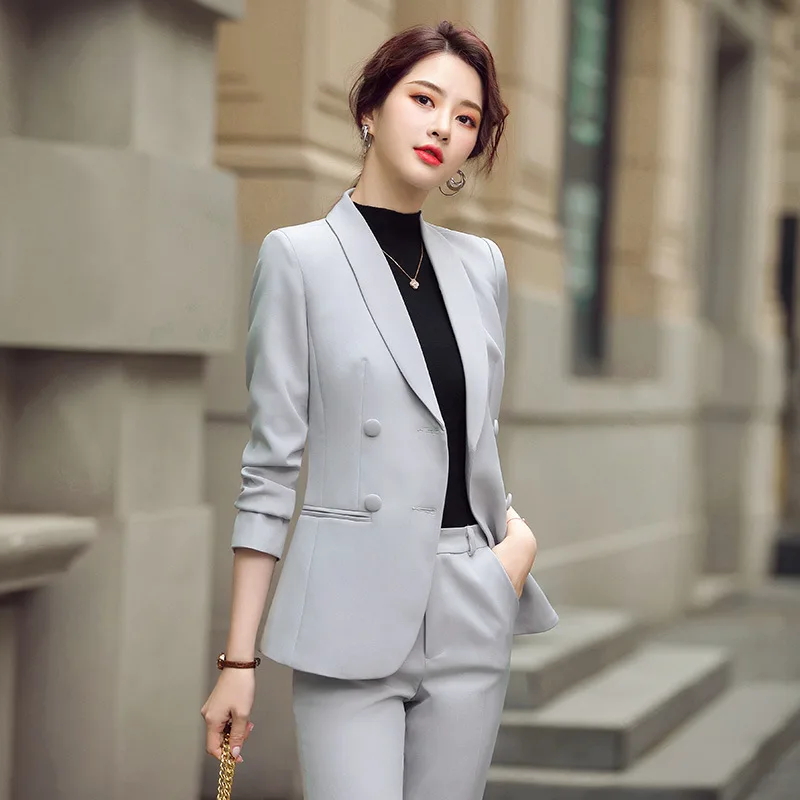 

High quality business wear women's suit pants two-piece suit 2020 new autumn and winter women's office jackets Casual trousers