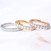 TIGRADE 3mm Black Rose Gold Titanium Ring Women Cubic Zirconia Engagement Rings Eternity Wedding Band Trendy Silver Color 2