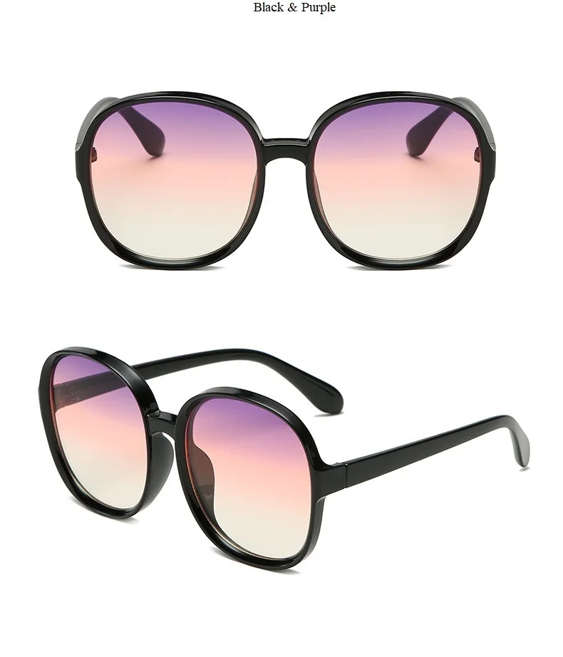 New Style Big Round Sunglasses Women Brand Designer Sun Glasses Men Oversize Female Grandient Vintage Shades Black Eyewear