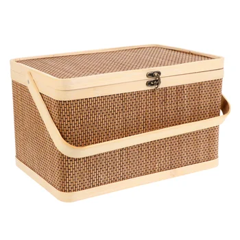 

Home Bamboo Woven Storage Basket Fruit Candy Dry Flower Basket Hand Gift Basket