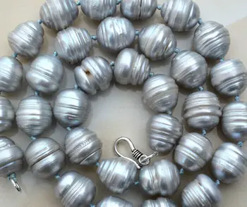 

REAL SOUTH SEA GREY BAROQUE THREAD 11-13MM PEARL NECKLACE 18 ''