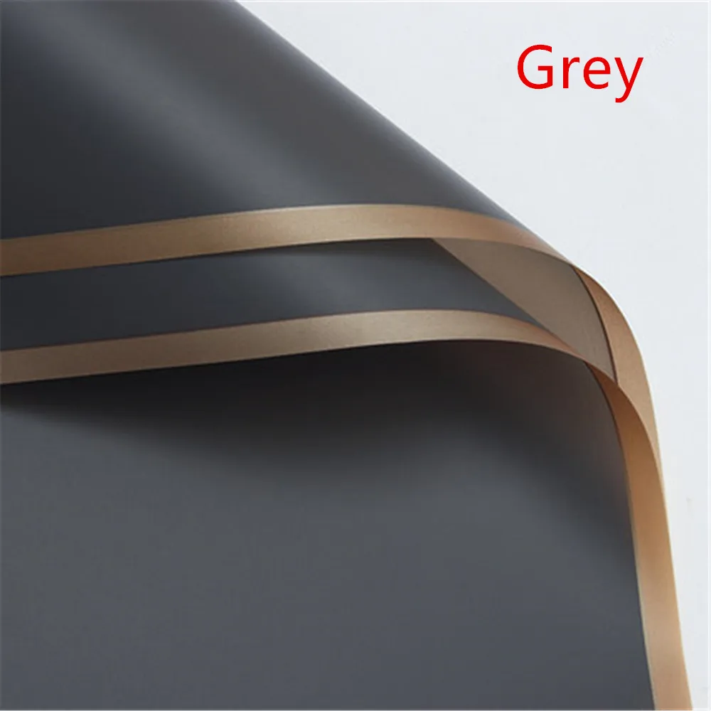 5-Pack Korean Style Gold-Trimmed Floral Bouquet Wrapping Paper