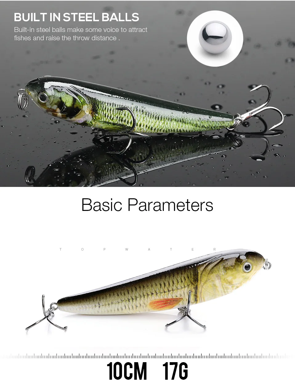 TREHOOK Topwater Pencil Lure 10cm 17g Floating Hrad Lure for Trout Fishing Lures Wobblers Artificial Bait Rattling Crankbaits 07