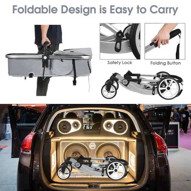 Folding Aluminum Infant Bassinet Reversible Baby Stroller 4