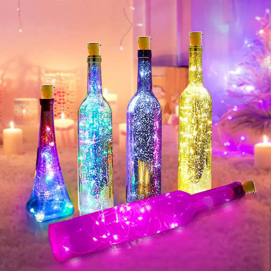 10-20 LED Solar LED Fairy String Lamp Wine Bottle Copper Cork Lights Wire Party 