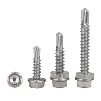 

GuHua Hexagon Head with Collar Self Drilling Screw 304 Stainless Steel Hex Drill Tail Self Tapping Screws M4.2M4.8M5.5 5pcs