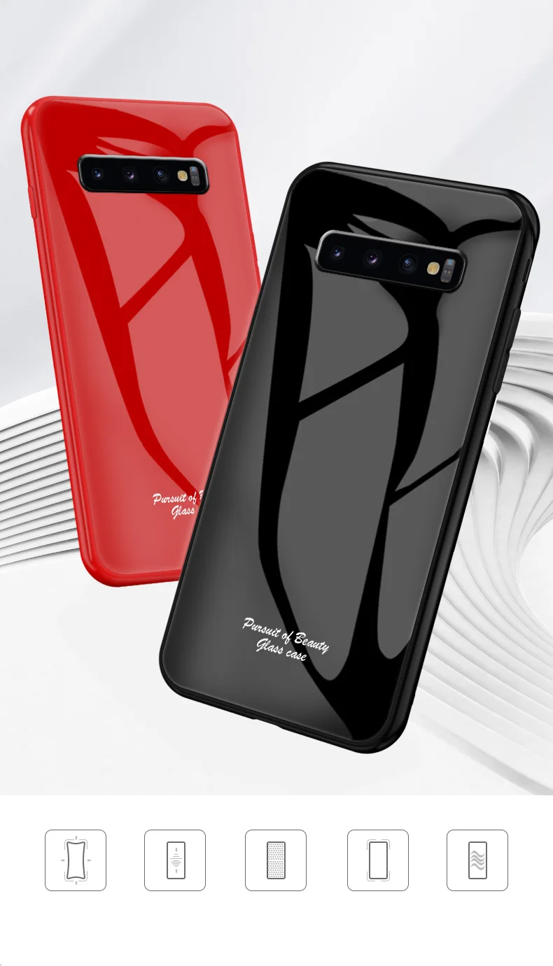 Macaron Glass Case For Samsung Galaxy S10 Plus Case Fashion Cute Shockproof Border Cover For Samsung S10e S10 5G Phone Cover