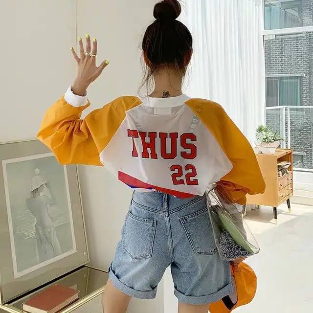 

South Korea Dongdaemun INS Online Celebrity by Age Large Pocket Sports Zipper Sun-resistant-Shape Thin Loose-Fit Pullover Coat