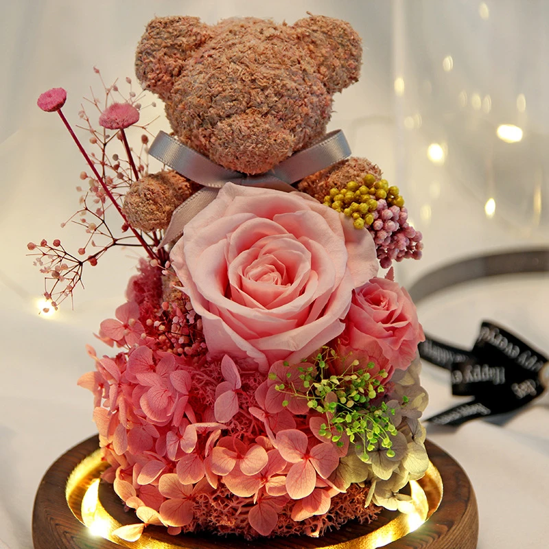 Moss Bear стеклянная крышка подарочная коробка для рождественской подруги вечный Цветок День рождения Валентина \'s День Юбилей Подарок