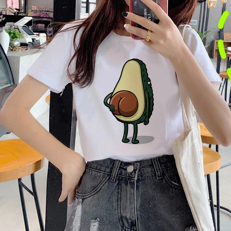 New hot sale printed kawaii cartoon T-shirt women casual graphics avocado avocado short-sleeved shirt women summer T-shirt