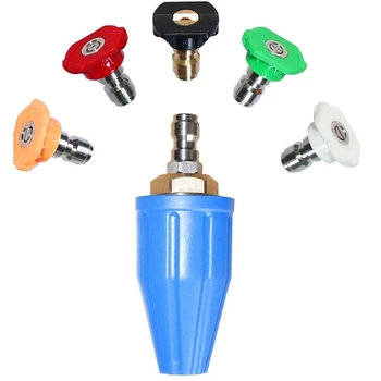 

Blue Rotating Turbo Nozzle Pressure Washer 5000 PSI with 5 Spray Nozzle Kit Multiple Degrees(0,15,25,40 Degrees,Soap) 3.0GPM