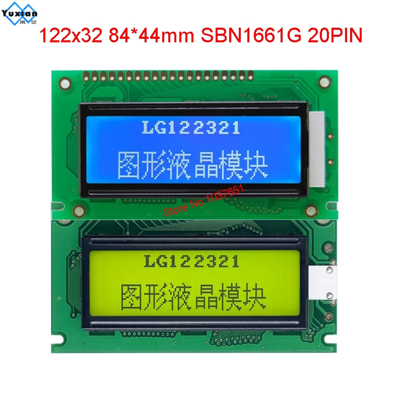 Модуль ЖК дисплея 12232 122*32 графика синего цвета SBN1661G LG122321 совместимый с 20pin PG12232L| |