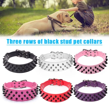 

Spiked Studded PU Leather Pet Dog Collar Bulldog Rivet Adjustable Safety Supplies PI669