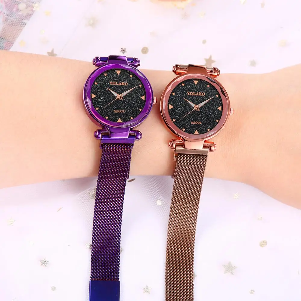 

Fashion Women Simple Style Watch Ladies Starry Sky Watch Women Magnet Quartz Clock Luxury Diamond Watches relogio feminino 2019