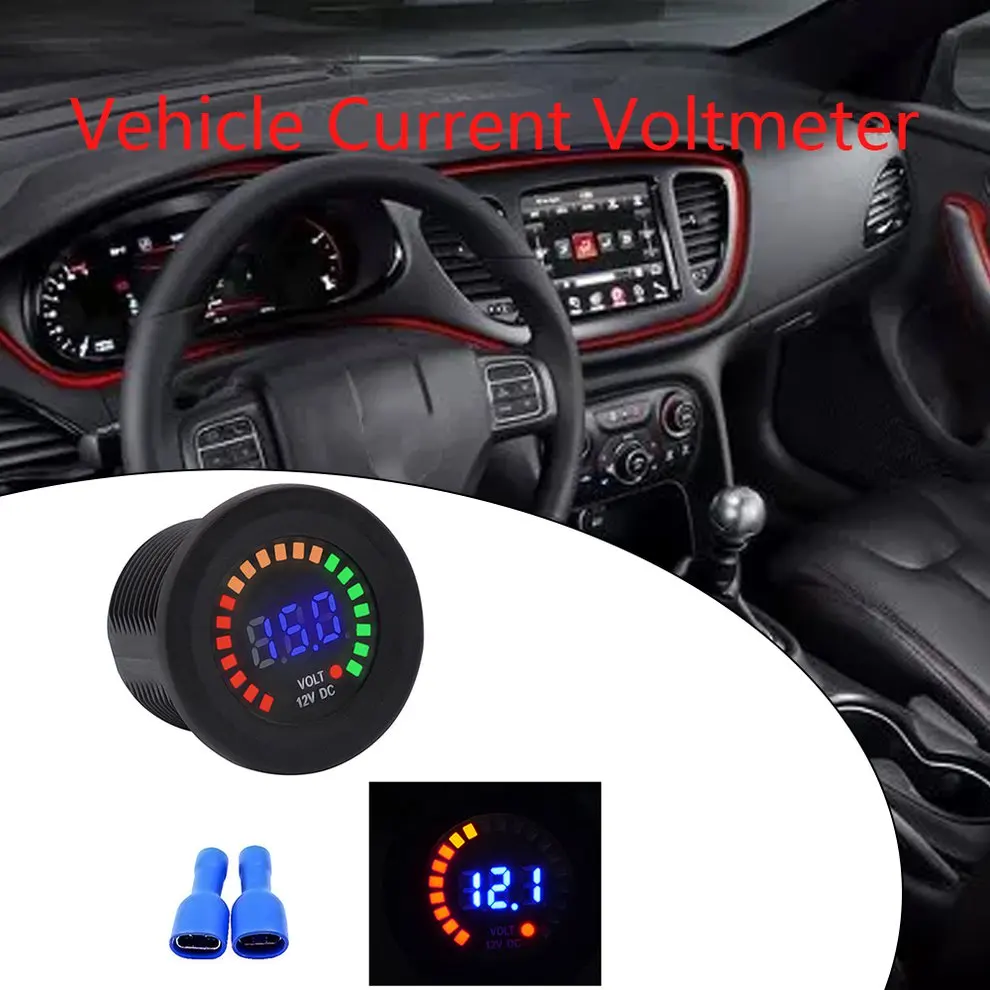 12V Mini Digital Voltage Meter Color Display LED Panel Car Motorcycle Voltmeter With color LED screen