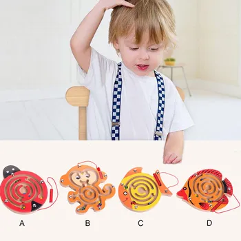 

Cute Catoon Animal Style Wooden Magnetic Maze Toy Early Educational Puzzle Game for Kids Children Boys Girls Gift