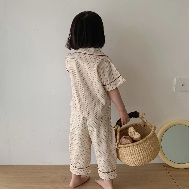angel baby sleepwear Summer New Kids Pajamas Korean Print Suit for Boys and Girls Casual Cotton Sleepwear baby nightgown