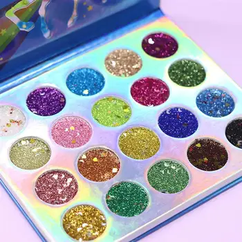 

20 Colors Unicorn Pattern Eyeshadow Compact Sequin Eyeshadow Palette Makeup Palette for Women Girls
