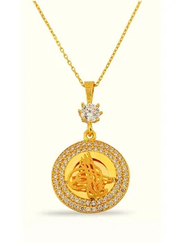 

Round Mini Tuğralı Gold Frame Necklace 02-310-K1299