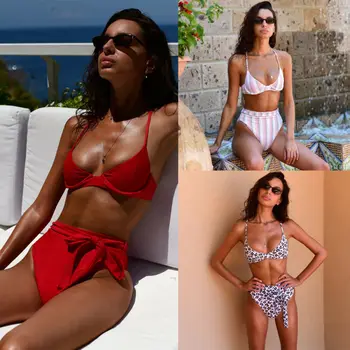 

2019 Hot UK Summer Women Ladies Bandage High Waist Bikini Swimwear Swimsuit Beach Bathing Suit