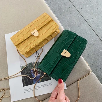 

Retro Crocodile Pattern Small Flap Crossbody Bags For Women Chain Messenger Bags Women Leather Handbag Tote Ladies Shoulder Bag