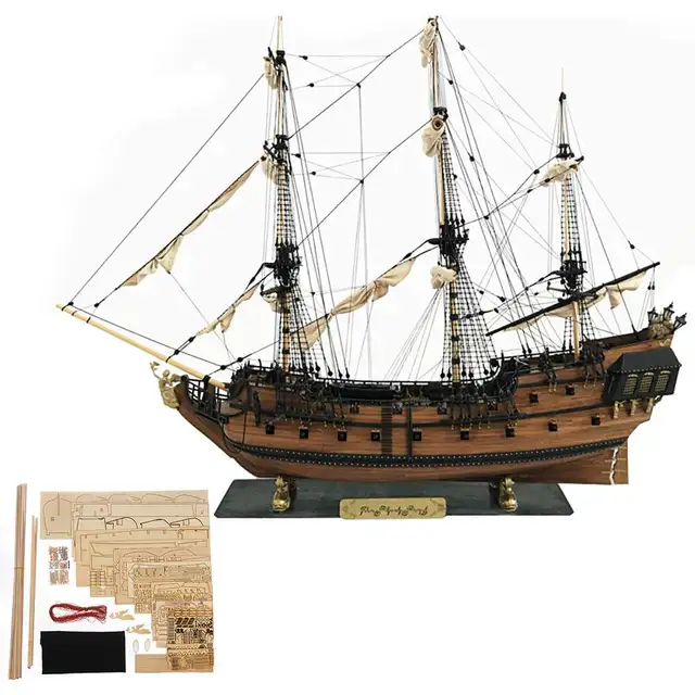1 Set DIY Handmade Assembly Ship 32 Inch Wooden Sailing Boat Model Kit Ship Handmade Assembly Decoration Gift For Children 5