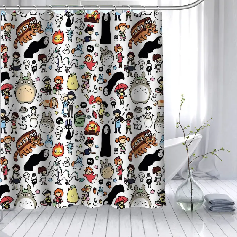 

New Arrival Totoro Anime Shower Curtain Polyester Fabric High Defintion Print Bathroom Curtain Waterproof 12 Hook Bath Curtain