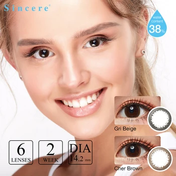 

2pcs/pair Soft Eye colored Contact Lenses High Quality Natural Colored gray big beautiful pupil Degree optionprescription