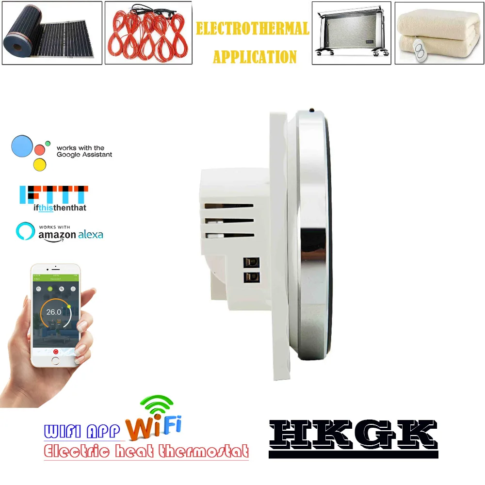 16A WIFI electric heating thermostat with external sensor, machine voice interaction for Alexa Google home
