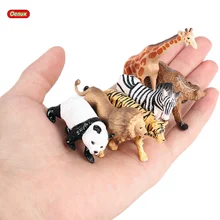 Oenux 6 шт. мини Африканские Дикие животные лев тигр орангутанг медведь модель фигурки миниатюрные ПВХ Милые Развивающие игрушки для детей подарок