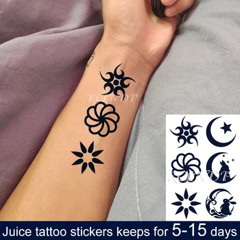 

Waterproof Temporary Juice Ink Tattoo Sticker Moon Star Rabbit Totem Small Element Fruit Gel Long Lasting Tatto for Men Women
