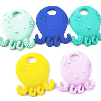 

New Soft Silicone Cartoon Octopus Shaped Toddler Molar Teeth Pain Relief Kids Teether Educational Toy Baby Shower Gift