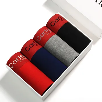 

4pcs/lot Men's underwear cotton comfortable and breathable boxer trousers shorts U convex pouch Mens Underpants boxer shorts plu