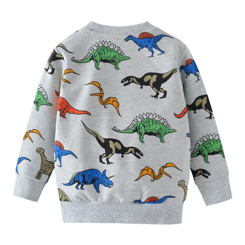 Толстовки для мальчиков с динозавром из мультфильма; толстовки для маленьких детей; одежда для детей 2-7 лет; осенние детские хлопковые рубашки с длинными рукавами