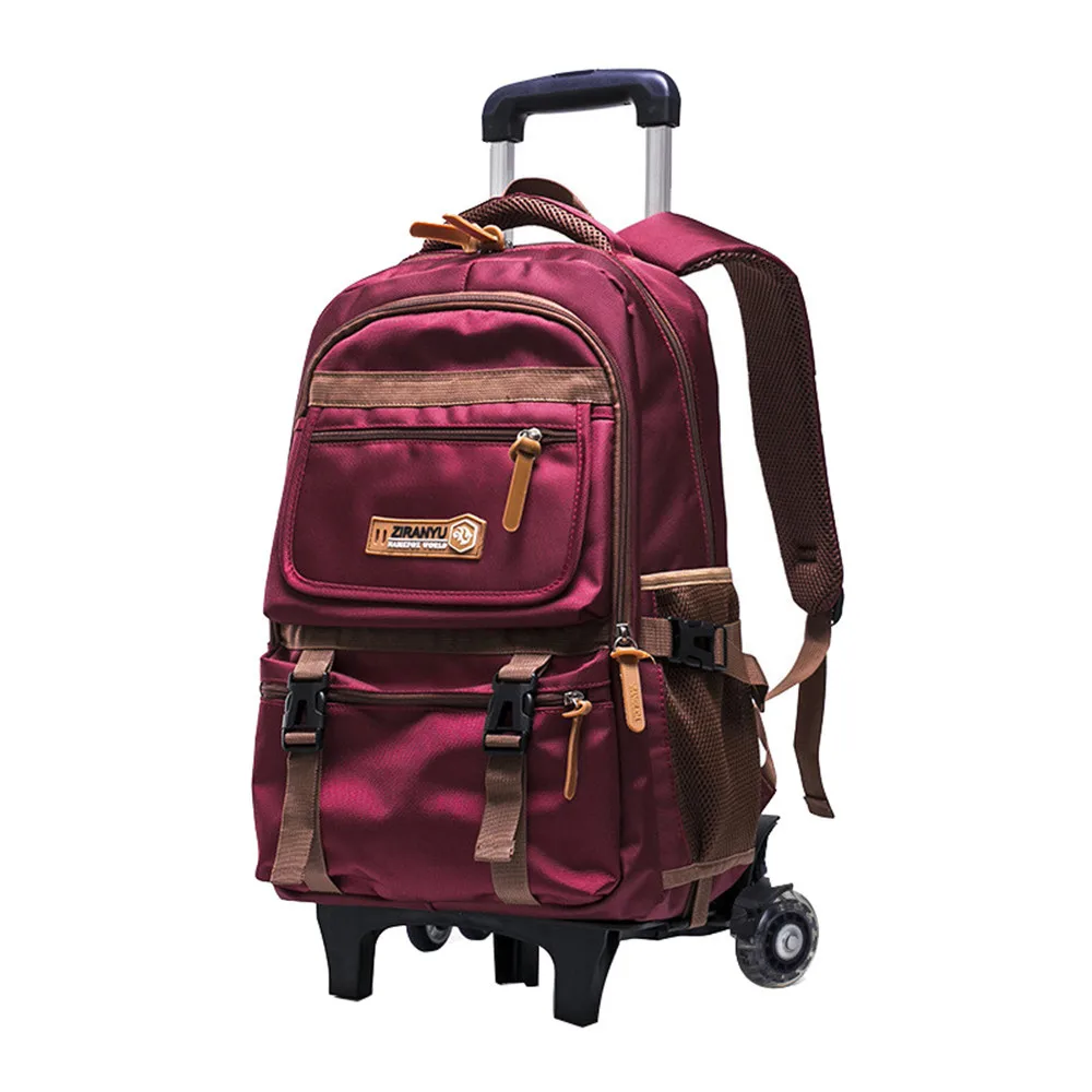 2/6 Casual Children Rolling School Backpacks Arrival Wheels Detachable Boys Girls Trolley School Bags Kids Backpack Bookbag - Цвет: 2 wheels red