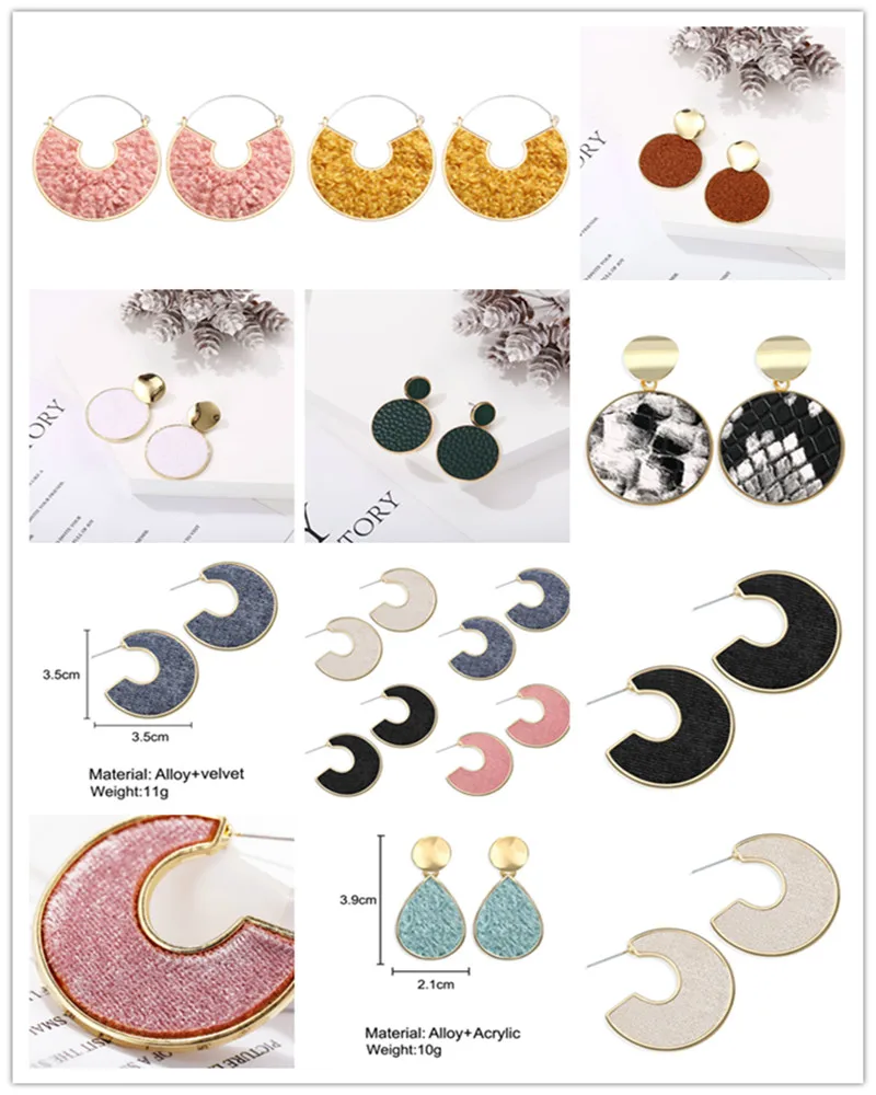 

New European and American Earrings Creative Simple Water Drop-shaped Mosaic Plush Sequined Earrings Retro-temperament Earrings