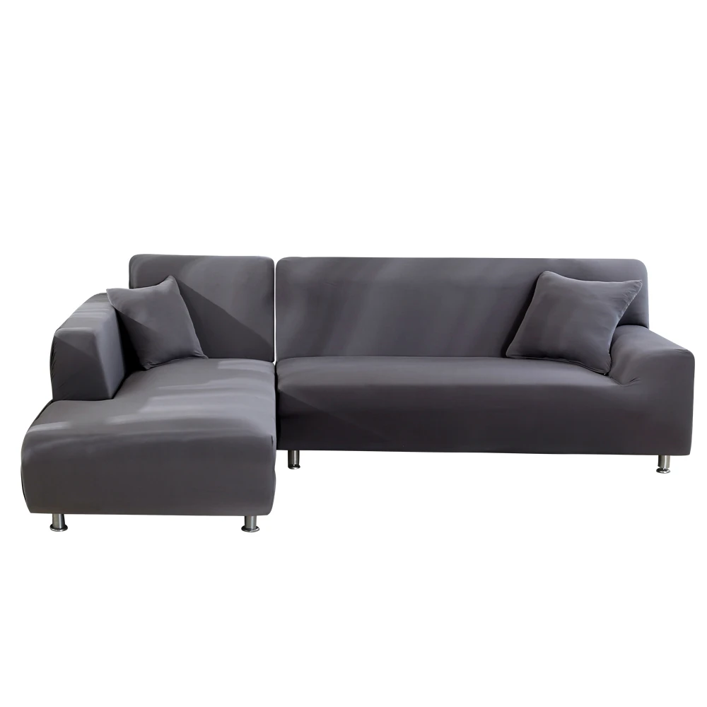 L-образные чехлы для диванов, растягивающиеся чехлы из спандекса для угловых диванов, 2 шт., секционный шезлонг для гостиной, эластичные чехлы для диванов - Цвет: L-grey