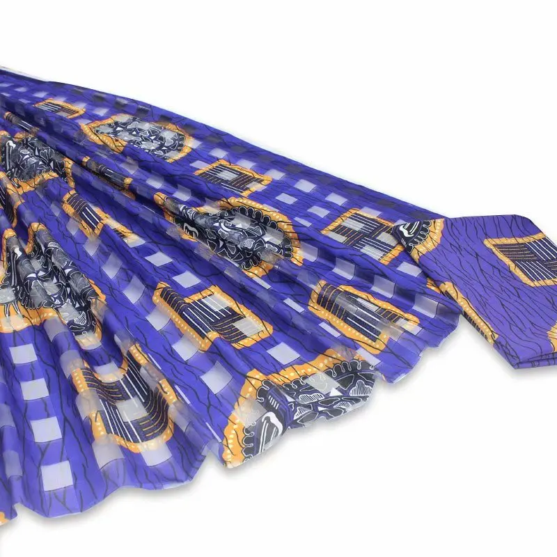 2+ 4 ярдов атласный шелк с шифоновой тканью мягкая африканская ткань для платья Анкара ткань Африканская восковая ткань Нигер
