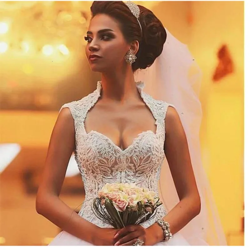 Великолепное бисерное ТРАПЕЦИЕВИДНОЕ исламское романтичное Свадебное платье из тюля юбка со шлейфом Свадебное платье Vestidos De Novia