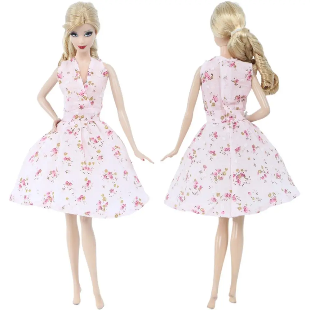 Лот модные пасторальные стили v-образным вырезом Мини платья Цветочный халат Повседневная Милая летняя крутая одежда для Барби аксессуары для кукол игрушки - Цвет: 5