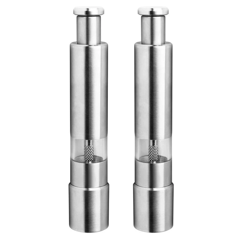 

Salt and Pepper Mill Set, Stainless Steel Salt and Pepper Grinder Durable One Hand Operation Salt and Pepper Mill 2 Pack
