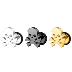 Stainless Steel Rock Hiphop Skull Earring Women Piercing Jewelry Punk Vintage Skull Stud Earrings For Men