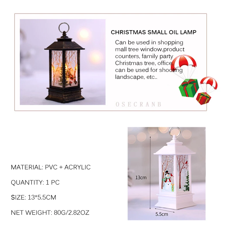 Night Light Christmas LED Candle Lamp Battery Powered Christmas Outdoor Decoration Room Lights Decor Elk Santa Claus Snowman