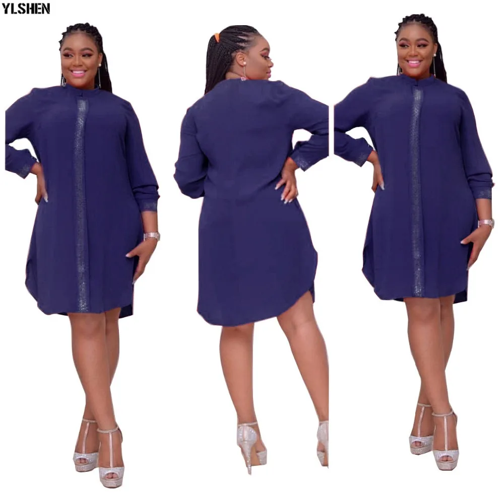 Plus Size African Dresses for Women Dashiki Diamond Africa Dress African Clothes Bazin Broder Riche Long Sleeve Robe Africaine