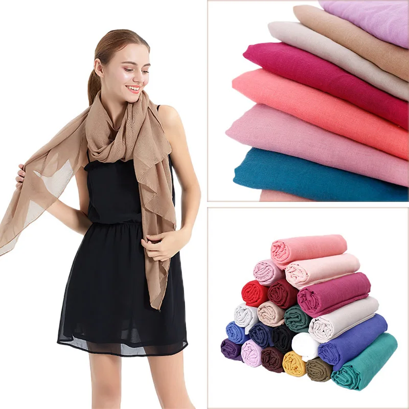 

Plain cotton scarf maxi hijab muslim wraps lightweight shawls scarves solid color headscarf wraps islamic scarves 27 color
