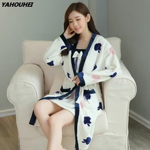 Комплект из 2 предметов, теплые утолщенные Детские фланелевые халаты комплекты сексуальными тоненькими лямками, нижнее белье Детское Белье для сна для Осенне-зимняя Дамская обувь халат из бархата кораллового цвета