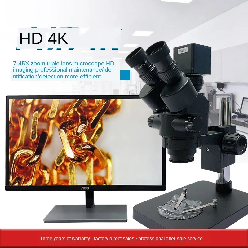 Bargain  Trinocular synchronous microscope mobile phone repair microscope HDMI HD 4K measurement professiona