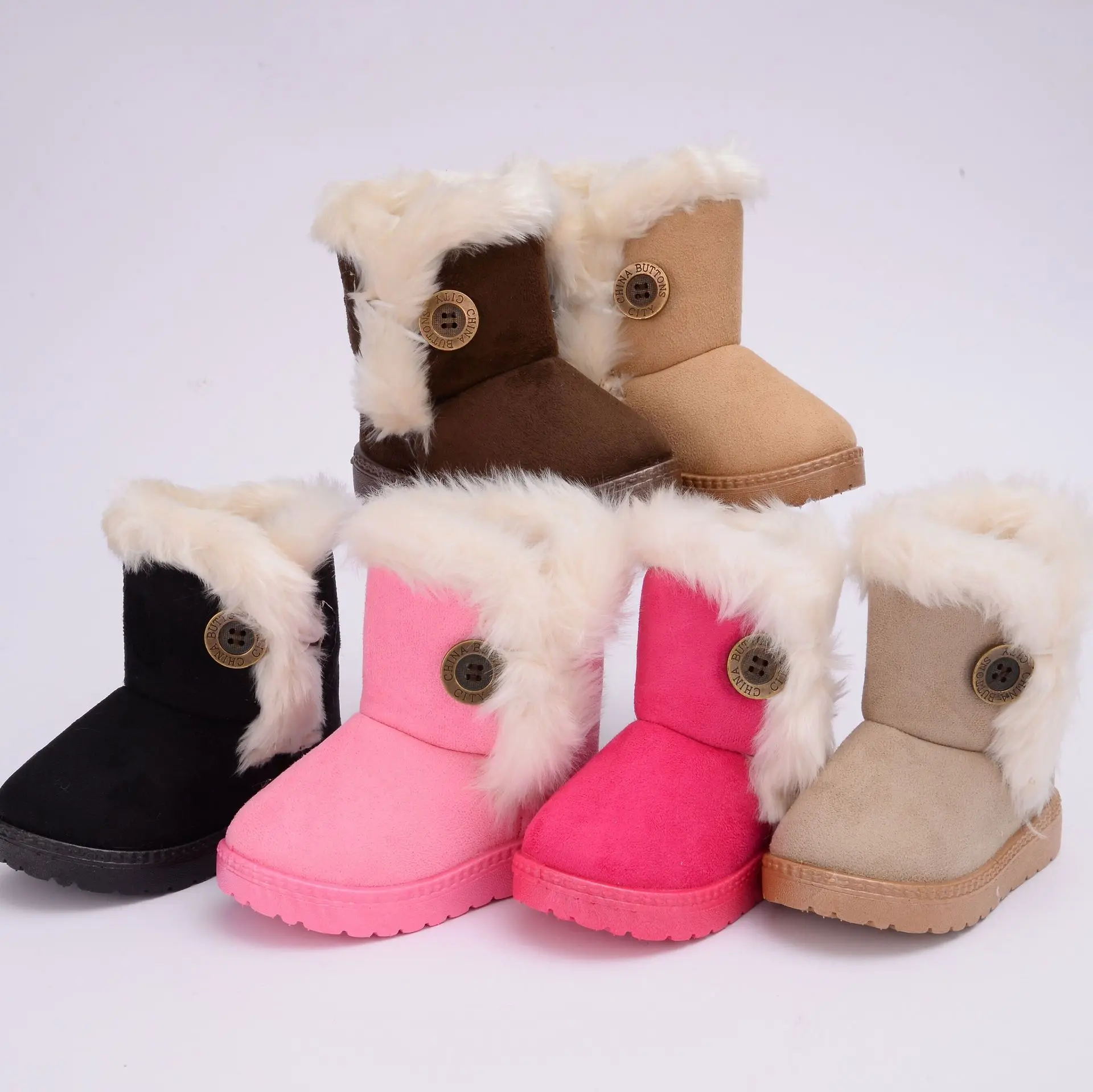Теплые детские зимние ботинки для детей, новая зимняя детская обувь принцессы для малышей милые Нескользящие ботинки на плоской подошве с круглым носком для маленьких девочек